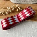 Macro di nastro rosso con motivi a rombi argentati per confezioni regalo fai da te - 4,5 Metri / Rosso Argento