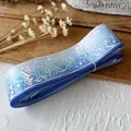 Lichtblauw lint met holografische zilveren opdruk voor creatieve DIY-handwerkprojecten - Zilan