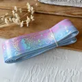 Nastro decorativo sfumato rosa e blu con stampa a lamina d'argento luna e gatto - Gatto Sfumato Rosa Blu / Lunghezza 4.5m x Larghezza 2.5cm