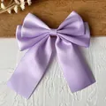 Lazo de satén lila claro de doble capa con cintas largas para decoración de bricolaje - 10 cm x 10 cm / Violeta Claro