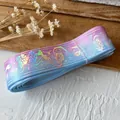 Holografisch lint met kleurverloop en bloem- sterpatronen voor DIY-decoraties - Roze Blauw Gradiënt (Zilver Mandala Roze Blauw)