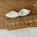 White plush angel wings for DIY crafts, 6.5cm embossed feather texture decoration - No.4 Double Sided Thin Plush Wings / White