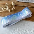 Holografisches Laserband mit blau-violettem Verlauf und Stern-Mond-Katzen-Muster für DIY - Lila Blau Verlauf Katze