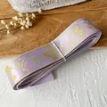 Nastro di raso viola con farfalle e lune in lamina d'oro per decorazioni fai-da-te - Viola Chiaro Oro Farfalla Stella