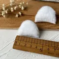 Pair of 4cm white faux rabbit fur animal ear patches for handmade DIY Lolita crafts - Small White Cat Ears