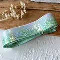 Holografisches mintgrünes Band mit Farbverlauf und Stern-Mond-Muster für DIY-Projekte - Minzgrün Verlauf Katze