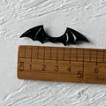 Glossy black PU leather bat wing DIY accessory with embossed texture, 5.5cm wide - No.8 PU Leather Small Devil Wings / Black