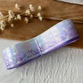 DIY purple decorative ribbon with holographic star and moon patterns for gift wrapping - Dreamy Purple