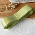 Nastro in gros-grain verde chiaro con farfalle dorate per decorazioni fai-da-te - Verde Frutta Oro Farfalla Stella