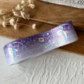 Verlaufendes lila Band mit holografischem Silber-Hasen und Spielkarten für DIY-Bastelarbeiten - Lila Verlauf Holografisch Silber