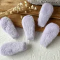 Set of five soft lavender faux fur rectangular patches for DIY hair accessories - Purple Bunny Ear