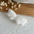 Plush white faux fur bow accessory for DIY Lolita decoration and wing crafts - No.12 Single Sided Plush Wings / White