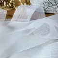 White translucent pleated organza ribbon with vertical stripes for DIY handmade crafts - White