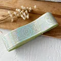 Light green holographic ribbon with laser star pattern for handmade DIY craft projects - Fruit Green Silver Mystical Pattern / Standard Style