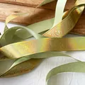 Light green satin ribbon with vintage gold mandala foil patterns for DIY crafts - Fruit Green Gold Mystical Pattern / Standard Style