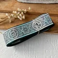 Dark green velvet ribbon with holographic silver hot stamping for DIY crafts - Dark Green Silver Mystical Pattern / Standard Style