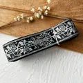 Black gothic ribbon with iridescent silver rose and star patterns for DIY crafting - Long Style / Black
