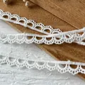 White cotton hollow-out lace ribbon with scallop edge for DIY sewing and doll clothes - 1 Meter (0.9cm Width) / White