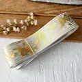 Λευκή κορδέλα με χρυσό φλοράλ σχέδιο για DIY χειροτεχνίες σε στυλ μάνταλα - Δοκιμαστικό Ρολό / Λευκόχρυσο