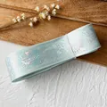Light blue holographic rose and vine ribbon roll for DIY craft bow making - Mint Green