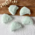 Five mint green plush star-shaped DIY craft patches with soft faux fur texture - Small Green Cat Ears