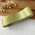 Light green ribbon with gold foil rose and bird patterns for DIY decorative craft projects - Holographic Gold / Fruit Green Gold Pattern / Short Roll