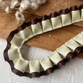Dubbellaags geplooide grosgrain lint in bruin en beige voor doe-het-zelf-werk - Eén Meter (Breedte 2.5CM) / Geel en Chocolade