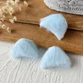 Three light blue faux fur triangular plush charms for DIY crafts and Lolita accessories - Small Blue Cat Ears