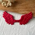 Handmade red satin angel wings with stitched feathers for DIY Lolita hair accessories - No.7 Non-Plush Angel Wings / Red