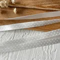 DIY white polka dot organza and smooth satin ribbons for lolita dress accessories - Off White-Plain / Width 0.9cm