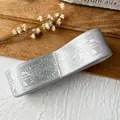 Holographic silver ribbon roll featuring elegant rose and cross patterns for DIY crafts - Light Gray