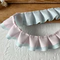 Roze en blauw geplooid grosgrain lint met kant voor DIY haaraccessoires en knutselen - Eén Meter (Breedte 2.5CM) / Tiffany Blauw