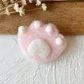 Handmade plush pink cat paw felt patch with white heart-shaped pads for DIY projects - Pink Paw