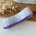 Purple holographic ribbon with star patterns and wavy edges for DIY badge decoration - Purple White Silver Mystical Pattern / Standard Style