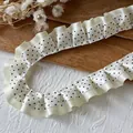 Cinta con volantes blanca de doble capa con lunares negros para accesorios para el cabello - Blanco & Amarillo de Lunares