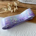 Nastro sfumato viola con motivi di farfalle e cielo stellato in argento olografico - Sfumato Viola-Bianco Argento Farfalla