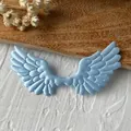 Pair of light blue embroidered angel wing fabric patches for DIY Lolita craft projects - No.7 Non-Plush Angel Wings / Blue