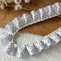 Cinta plisada blanca de doble capa con lunares negros para accesorios de pelo DIY - Lila & Blanco de Lunares