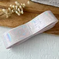 Pink ribbon roll with laser-printed stars and moons for DIY ITA bag decoration - Extended Roll / Light Pink With Silver Holographic