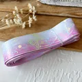 Nastro sfumato pastello con farfalle e lune dorate olografiche per progetti artigianali - Sfumato Rosa-Bianco Argento Farfalla