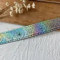 Holographic ribbon with geometric magic pattern for DIY craft and accessory decoration - Black Dark Green Silver Mystical Pattern / Long Style
