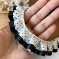 Handgefertigtes schwarz-weißes Punktmuster-Rüschenband für DIY-Haarschmuck - Premium Punktemuster Stil / Schwarz und Weiß Satin