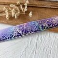 Cinta láser iridiscente con rosas púrpuras y pájaros para decoración de bolsos ita - Serie Púrpura Patrón Plata