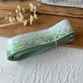 Nastro verde menta con farfalle olografiche per decorazioni fai da te e regali - Sfumato Verde Tè Argento Farfalla