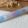Purple laser iridescent craft ribbon with gold embossed hexagram and moon patterns - Purple Silver Mystical Pattern / Long Style