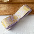 Purple celestial ribbon with gold stamped star, moon and castle patterns for DIY crafts - Standard Roll / Light Purple With Gold Star Moon