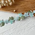 Floral embroidery lace ribbon with blue and white daisy patterns for DIY crafts - Light Blue Floral Style / Cyan