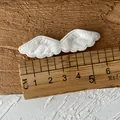 Pair of white plush angel wing patches 5.5cm width with quilted fabric texture - Coupled Wings