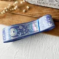 Deep purple satin ribbon with holographic silver moon and stars for DIY crafts - Standard Roll / Violet With Silver Holographic
