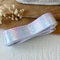 Laser silver star ribbon for DIY handmade badge decoration and gift wrapping - Pink White Silver Mystical Pattern / Standard Style